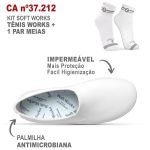 Kit Tênis Antiderrapante Branco2 BB80 Soft Works EPI + Meia de Algodão Soft Works 