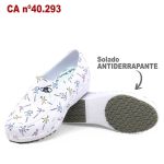 Sapato Feminino Lady Works Antiderrapante Branco BB95 Soft Works EPI Sapato de Segurança Estampa DNA