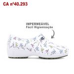 Sapato Feminino Lady Works Antiderrapante Branco BB95 Soft Works EPI Sapato de Segurança Estampa DNA