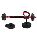 Kit 6 em 1 Halteres, Barra e Kettlebell Ajustável com Anilhas LV-HL-200 | Livevo 