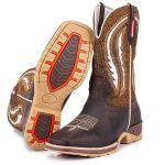 Bota Texana Masculina Bico Quadrado - Crazy Horse Café/Dallas Mostarda