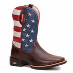 Bota Texana Masculina Bico Quadrado - Fóssil Marrom/américa