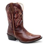 Bota Texana Masculina Bico Fino - Fossil Tabaco/Fossil Sella