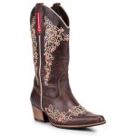 Bota Texana Feminina Bico Fino - Fossil Marrom/Fossil Marrom