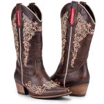 Bota Texana Feminina Bico Fino - Fossil Marrom/Fossil Marrom