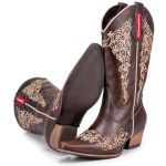 Bota Texana Feminina Bico Fino - Fossil Marrom/Fossil Marrom