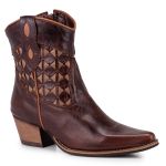 Bota Feminina Bico Fino Cano Curto - Latego Café/Fossil mármore