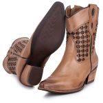 Bota Feminina Bico Fino Cano Curto - Fossil Marmore/Texas Sella