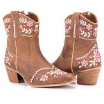 Bota Feminina Bico Fino Cano Curto - Crazy Horse Tabaco/Crazy Horse Tabaco