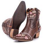 Bota Feminina Bico Fino Cano Curto - Fossil Marrom/Fossil Marrom