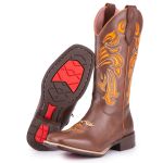 Bota Texana Feminina Bico Quadrado - Fóssil Tabaco/Fóssil Tabaco