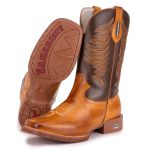 Bota Texana Masculina Bico Quadrado - Cenoura/marrom