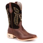 Bota Texana Masculina Bico Quadrado - Tabaco/preto