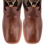 Bota Texana Masculina Bico Quadrado - Tabaco/preto