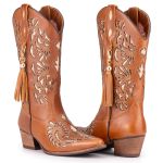 Bota Texana Feminina Bico Fino - Malboro Mostarda/Malboro Mostarda