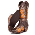 Bota Texana Feminina Bico Fino - Fóssil Marrom/ Fóssil Marrom