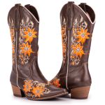 Bota Texana Feminina Bico Fino - Fóssil Marrom/ Fóssil Marrom