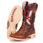 Bota Texana Masculina Bico Quadrado - Mostarda/marrom
