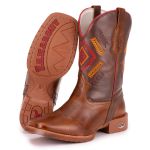 Bota Texana Masculina Bico Quadrado - Mostarda/tabaco