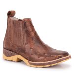 Bota Masculina Cano Curto - Réplica de Avestruz Tabaco/Réplica de Avestruz Tabaco