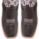 Bota Texana Masculina Bico Quadrado - Crazy Horse Preto/Crazy Horse Preto