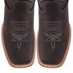 Bota Texana Masculina Bico Quadrado - Crazy Horse Preto/Crazy Horse Preto