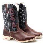 Bota Texana Masculina Bico Quadrado - Usa - Fossil Tabaco/Camuflado Cinza