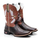 Bota Texana Masculina Bico Quadrado - Fossil Marrom/Floter Pinhão