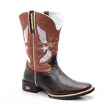 Bota Texana Masculina Bico Quadrado - Fossil Marrom/Floter Pinhão