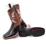 Bota Texana Masculina Bico Quadrado - Fossil Marrom/Floter Pinhão