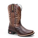 Bota Texana Masculina Bico Quadrado - Marrom/mármore