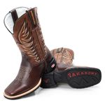 Bota Texana Masculina Bico Quadrado - Marrom/mármore