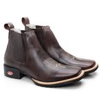 Bota Masculina Cano Curto Bico Quadrado - Fossil Marrom/Fossil Marrom