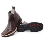 Bota Masculina Cano Curto Bico Quadrado - Fossil Marrom/Fossil Marrom