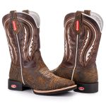 Bota Texana Masculina Bico Quadrado - Dallas Mostarda/Fossil Marrom