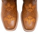 Bota Texana Feminina Bico Quadrado - Mostarda/mostarda