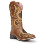 Bota Texana Feminina Bico Quadrado - Fossil Mostarda/Fossil mostarda