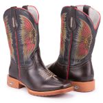 Bota Texana Masculina Bico Quadrado - Café/preto