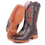 Bota Texana Masculina Bico Quadrado - Café/preto