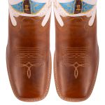 Bota Texana Masculina Bico Quadrado - Nossa Senhora - Fossil Mostarda/Flay Branco