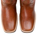 Bota Texana Masculina Bico Quadrado - Amêndoa/mostarda