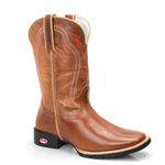 Bota Texana Masculina Bico Quadrado - Amêndoa/mostarda