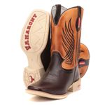 Bota Texana Masculina Bico Quadrado - Marrom/banana