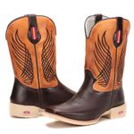Bota Texana Masculina Bico Quadrado - Marrom/banana