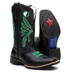 Bota Texana Masculina Cocar Preto e Verde