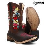 Bota Texana Feminina Rosas Coloridas