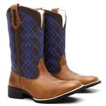 Bota Texana Masculina Xadrex Azul