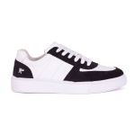 Tênis Casual Masculino Vancouver em Couro Branco Camurça Preta 6010