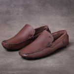 Mocassim Drive Liso Vancouver em Couro Café 046