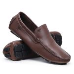 Mocassim Drive Liso Vancouver em Couro Café 046